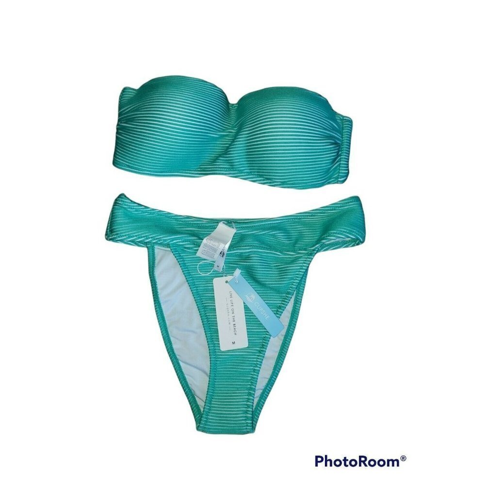 NWT CUPSHE Bikini Top And Bottom Small Medium Mint Green Padded